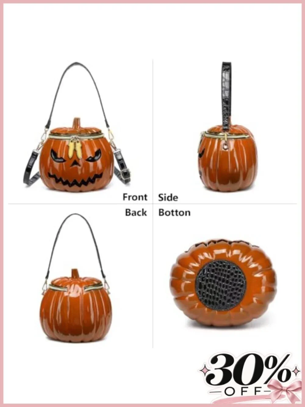 Pumpkin Shaped Crossbody Bag for Women, PVC Waterproof Shoulder Purse Halloween
